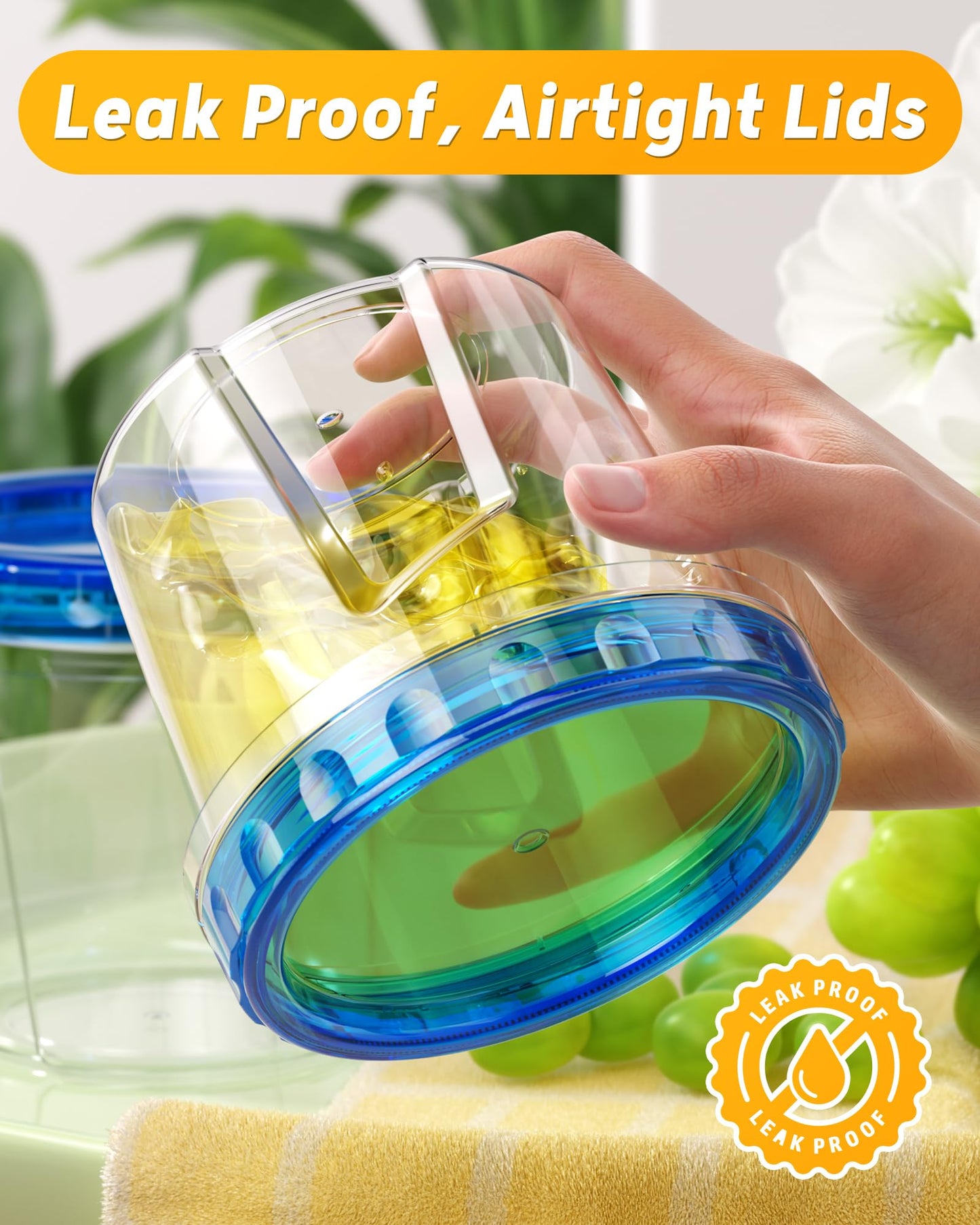 BiuLeon 6 Pack-24 oz Freezer Storage Containers, Plastic Food Storage Containers with Twist Top Lids, BPA Free and Reusable Soup Containers with Lids, Leakproof/Microwave/Dishwasher Safe