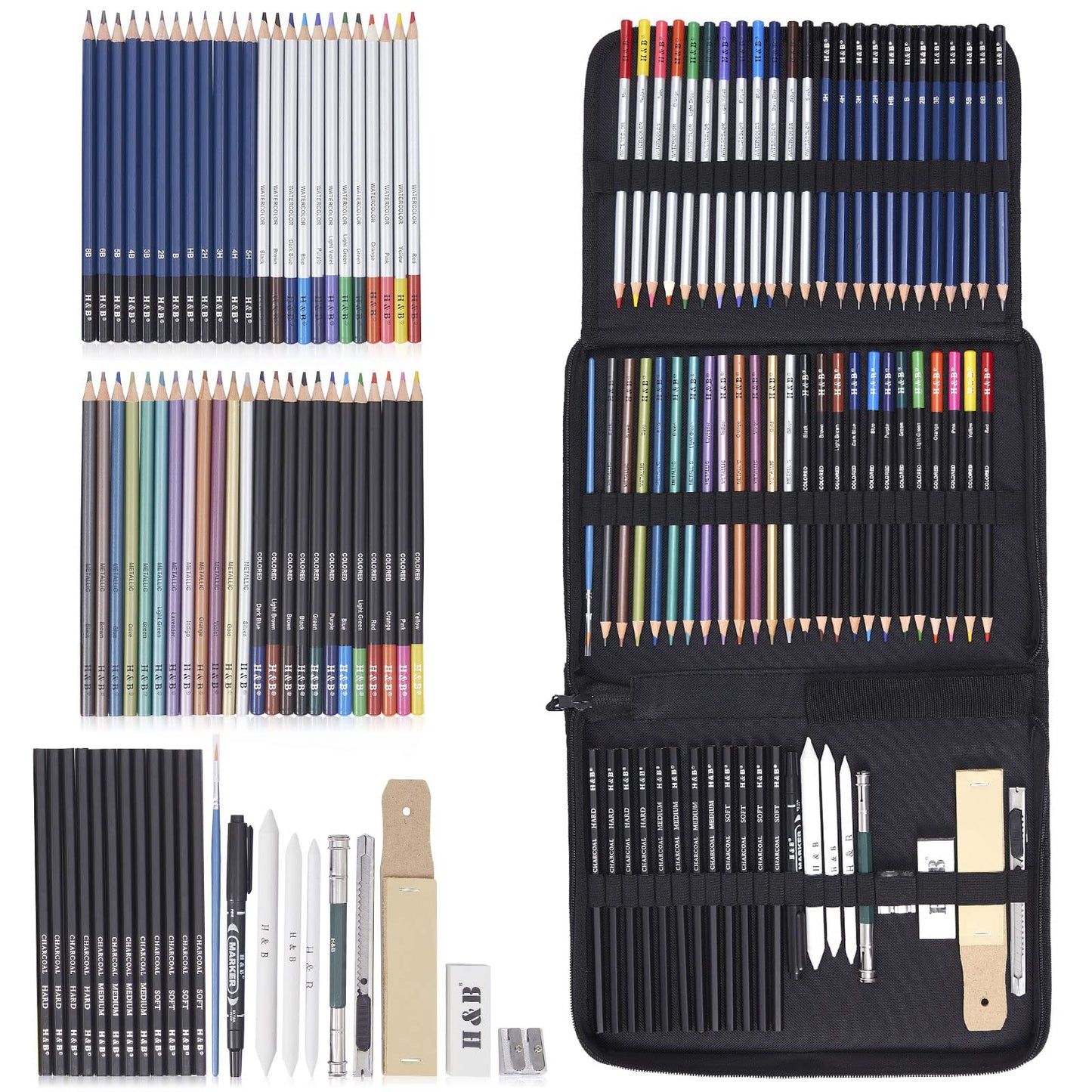 Bomybaw Drawing and Sketching Colored Pencils Set 72PCS, Art Supplies Professional Art Pencils Kit, Drawing Gifts for Teens Beginners Artists and Adults