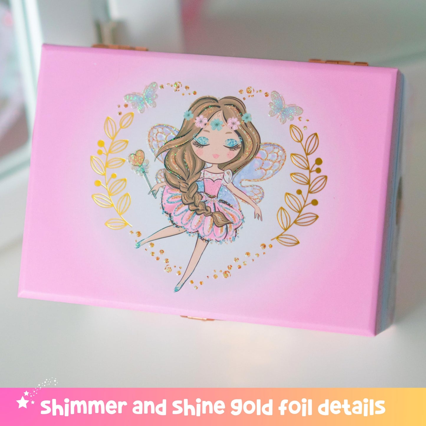Giggle & Honey Musical Fairy Jewelry Box for Girls - Kids Music Box with Spinning Fairy and Mirror, Princess Birthday Gifts for Little Girls, Childrens Jewelry Boxes for Ages 3-10 - 6 x 4.7 x 3.5 in