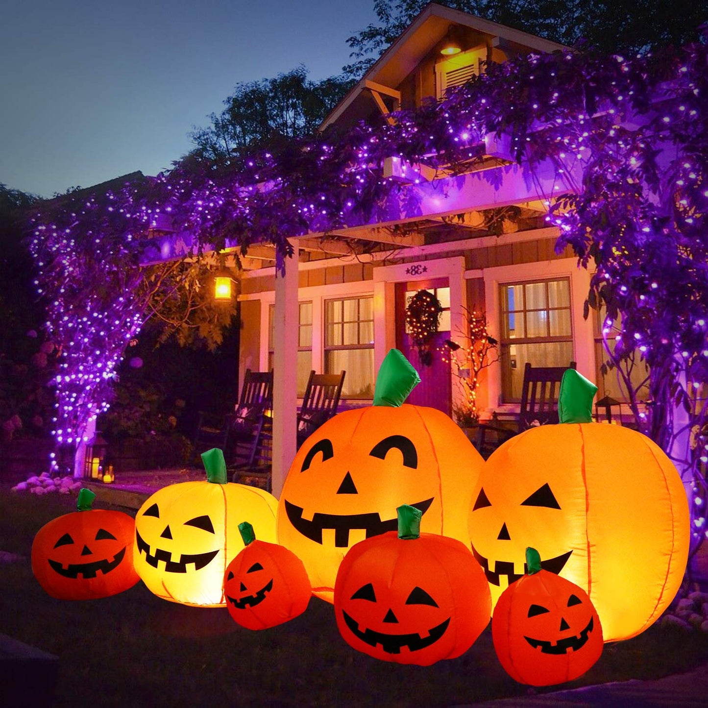 7 Ft Halloween Blow up Inflatable Pumpkin Decoration-Lighted Halloween Inflatable Pumpkin for Home Yard Garden Indoor and Outdoor Decoration