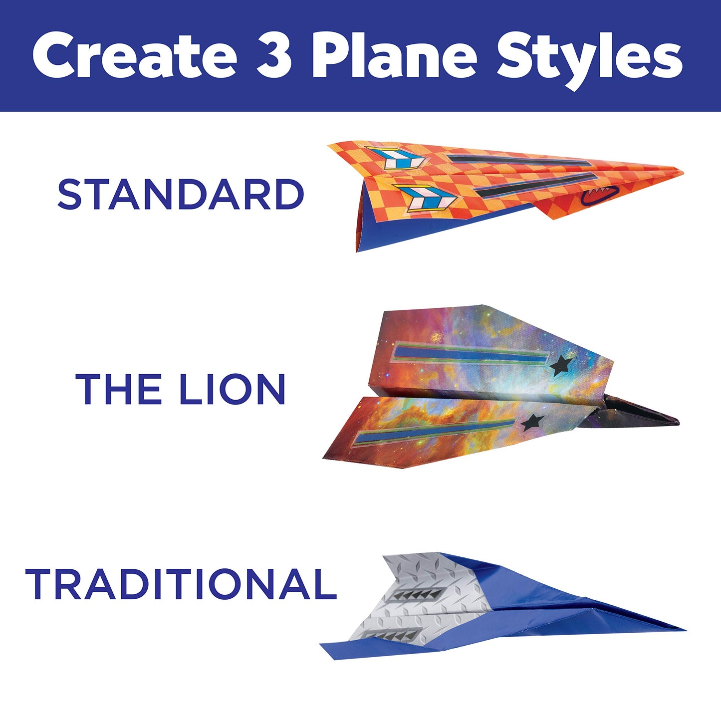 Creativity for Kids Paper Airplane Squadron - Create 20 Paper Airplanes, Crafts for Boys and Girls, Stocking Stuffers and Gift for Boys, Kids Activities for Ages 6-8+