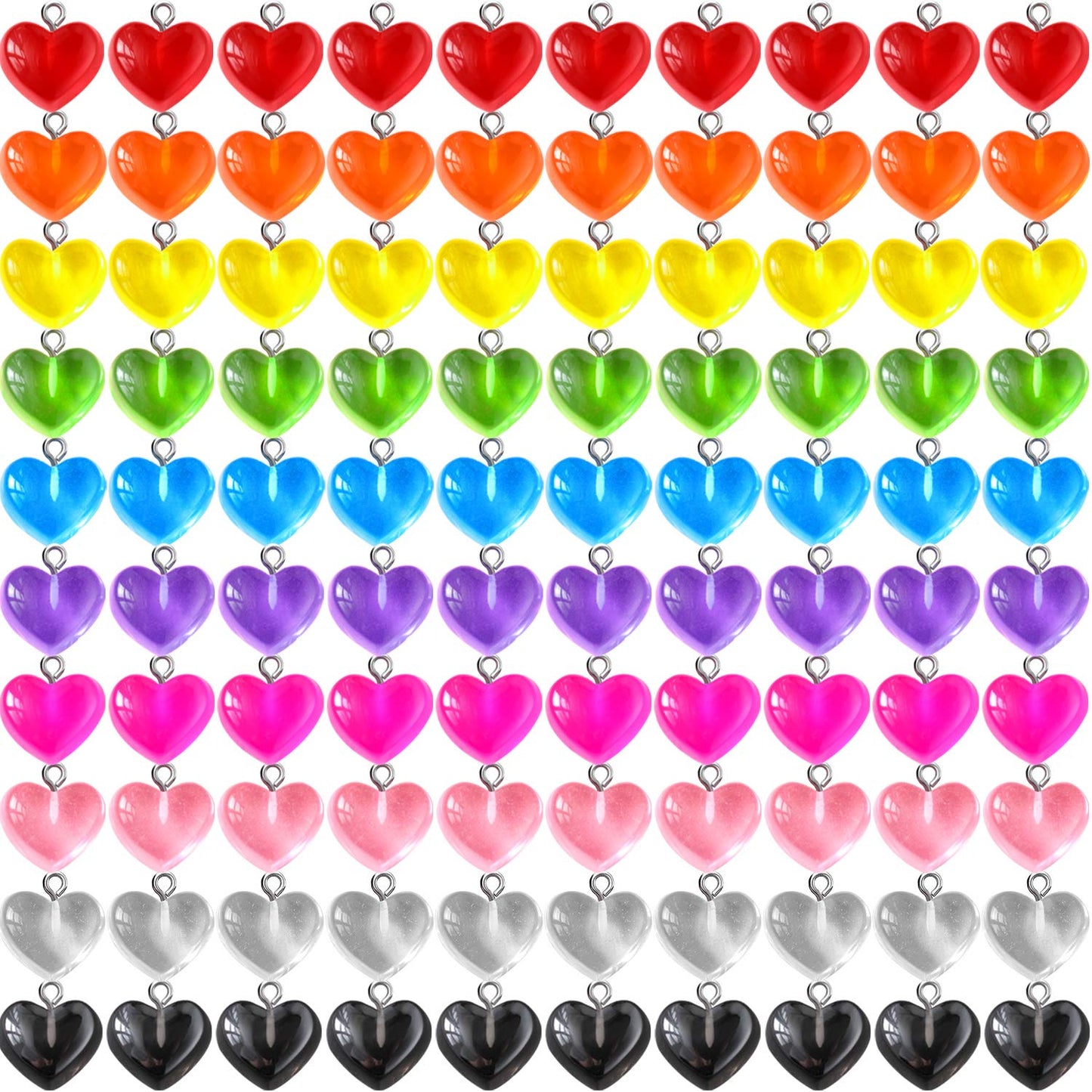 Gummy Heart Charms Pendant Colorful Love Heart Candy Valentine's Day Pendant Charm Keychains Necklace Earring Pendant for DIY Jewelry Crafts Supplies (50 Pieces)