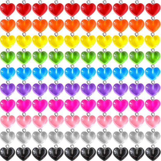 Gummy Heart Charms Pendant Colorful Love Heart Candy Valentine's Day Pendant Charm Keychains Necklace Earring Pendant for DIY Jewelry Crafts Supplies (50 Pieces)
