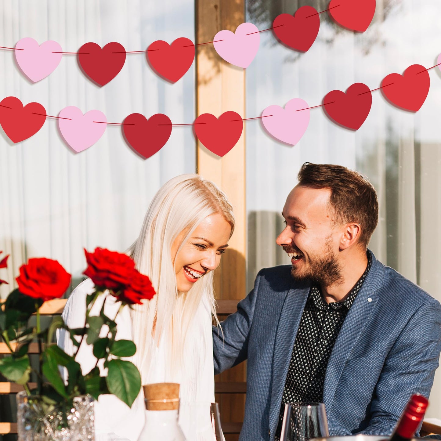Valentines Day Decorations - Heart Valentines Garland - 40 Pack Valentine's Day Backdrop Banner Valentine's Day Accessories Party Favors for Door Wall Classroom School Home-Valentines Day Decor