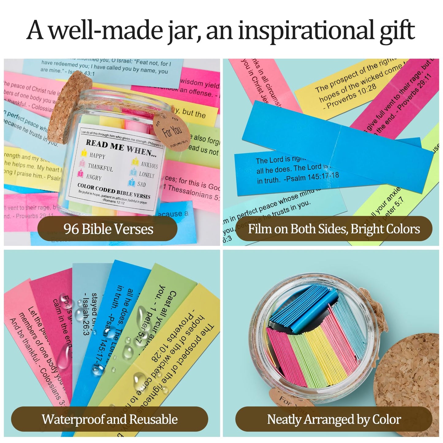 Mothers Day Gifts for Mom Wife Grandma Daughter Bible Verse Jar: Christian Gifts for Women Sister Friends Easter Basket Stuffers Birthday Christmas Graduation Presents for Her Religious Jar