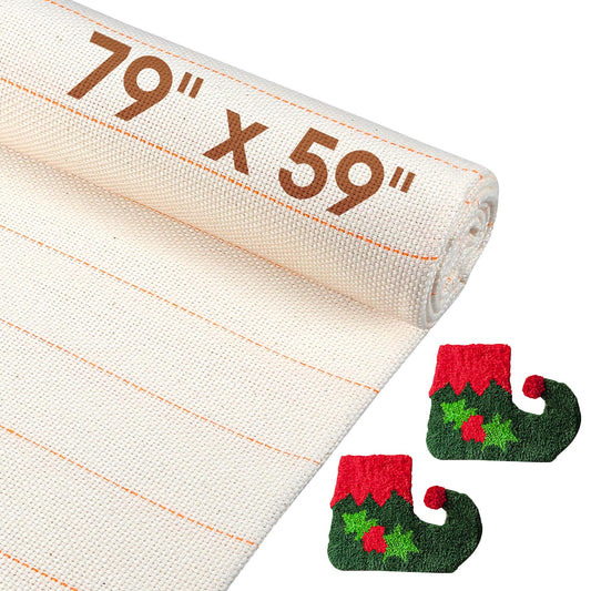79” x 59” Large Tufting Cloth, Primary Tufting Cloth with Marked Lines for Tufting Guns, Four Edges Sewn Monks Cloth for Punch Needle Tufting Rug DIY Crafts
