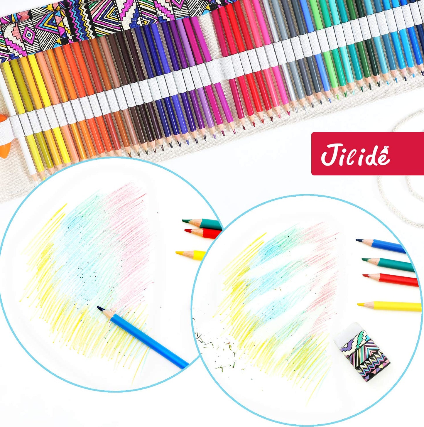 Colored Pencils Set for Adults and Kids Drawing Pencils for Sketch Arts with Eraser Sharpener Canvas Carry Pouch (48-Color)