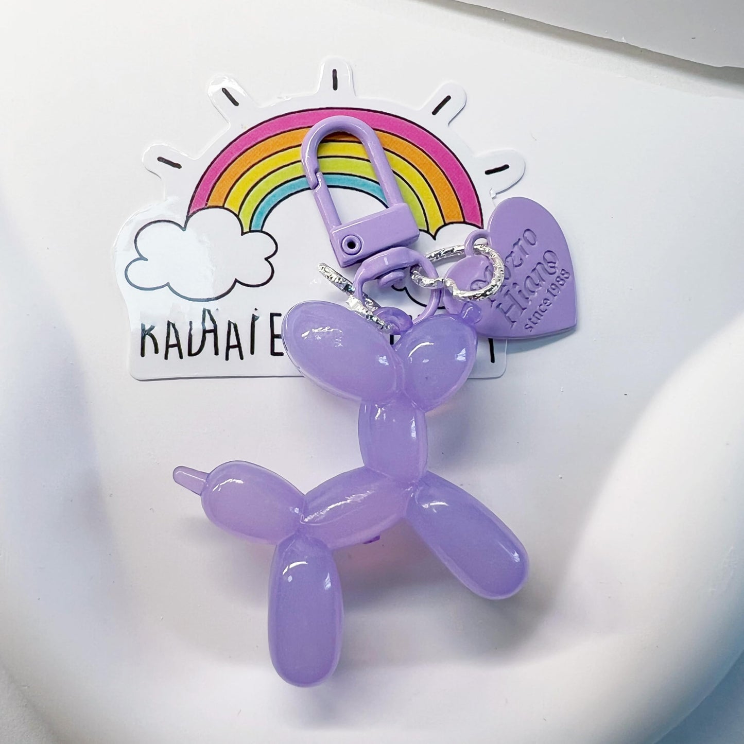 LAEKOU Jelly Balloon Dog Design Keychain for Women, Cute Girls Key Chain, Bag Charms Accessories for Car Purse Backpack