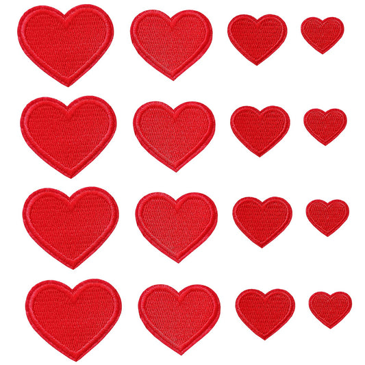 Zlettery 24pcs Red Heart Iron on Patches, Heart Embroidered Patches for Clothing, Jackets, Hats,Backpacks, Jeans