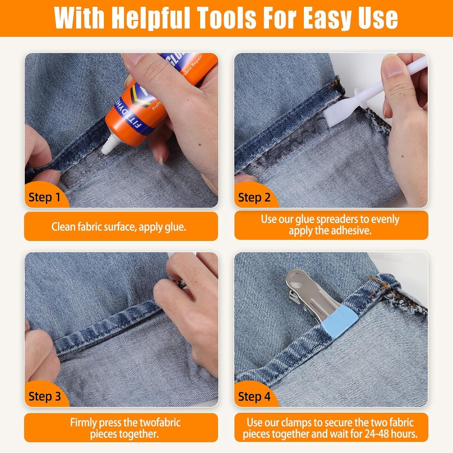 3Pcs Fabric Glue Permanent, 60 ML Washable Clear Clothing Glue, Super Fabric Glue for Rhinestones, Patches, Clothes, Denim, Leather, Polyester, Fabrics, Doll Repair, Flannel, Cotton