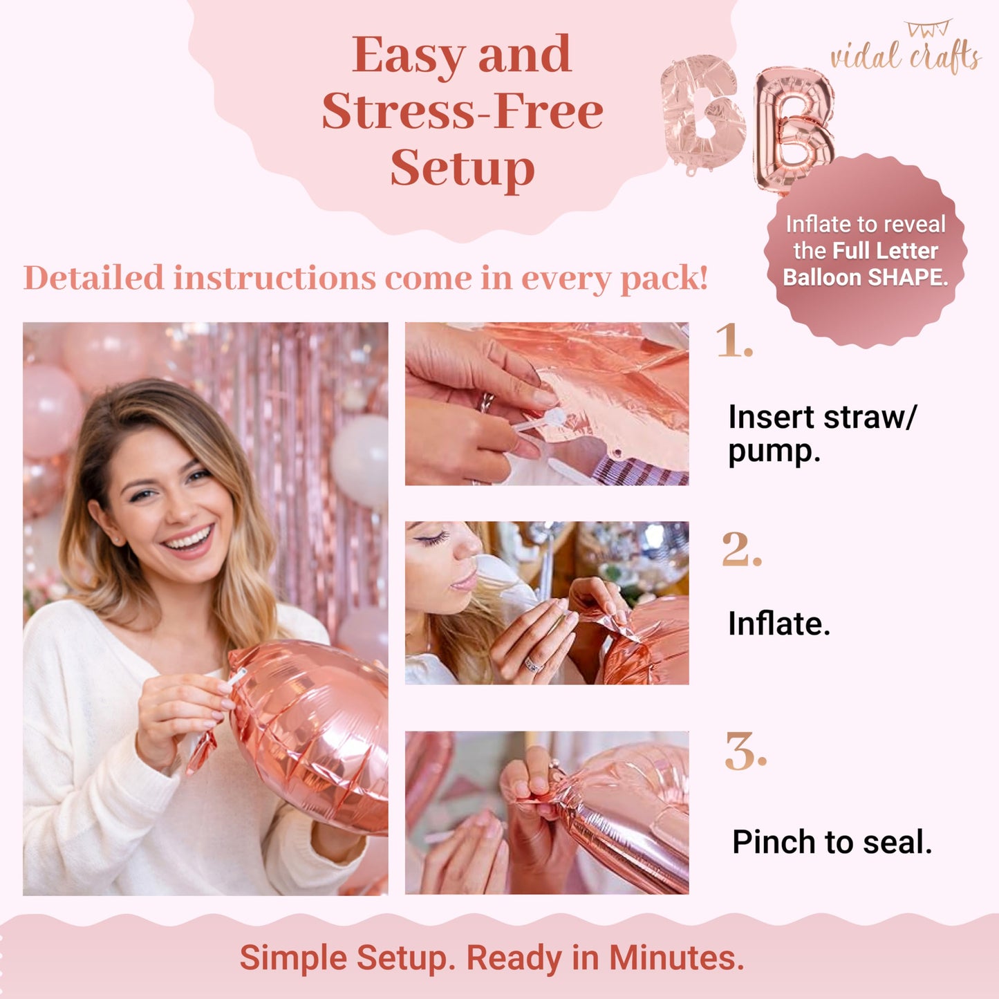 VIDAL CRAFTS 71-Piece Rose Gold Birthday Decorations for Women - Party Backdrop with Latex, Foil & Confetti Balloons, Happy Birthday Decorations Banner & Rose Gold Foil Fringe Curtains