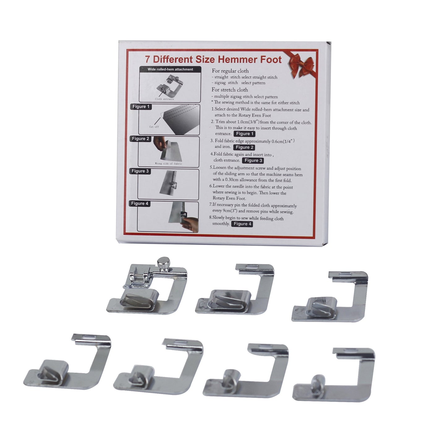 HONEYSEW Rolled Hemmer Presser Foot for Brother Singer Janome Sewing Machine 7pcs in 1 Set