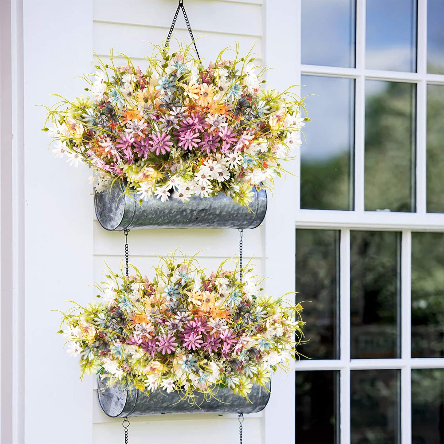 AUMVEYI 6 Bundles Wildflowers Artificial Flowers Outdoor Fake Daisy UV Resistant Silk Wild Flower Bouquets Bulk Faux Plants Plastic Greenery for Decoration vase Floral Arrangements Home Décor
