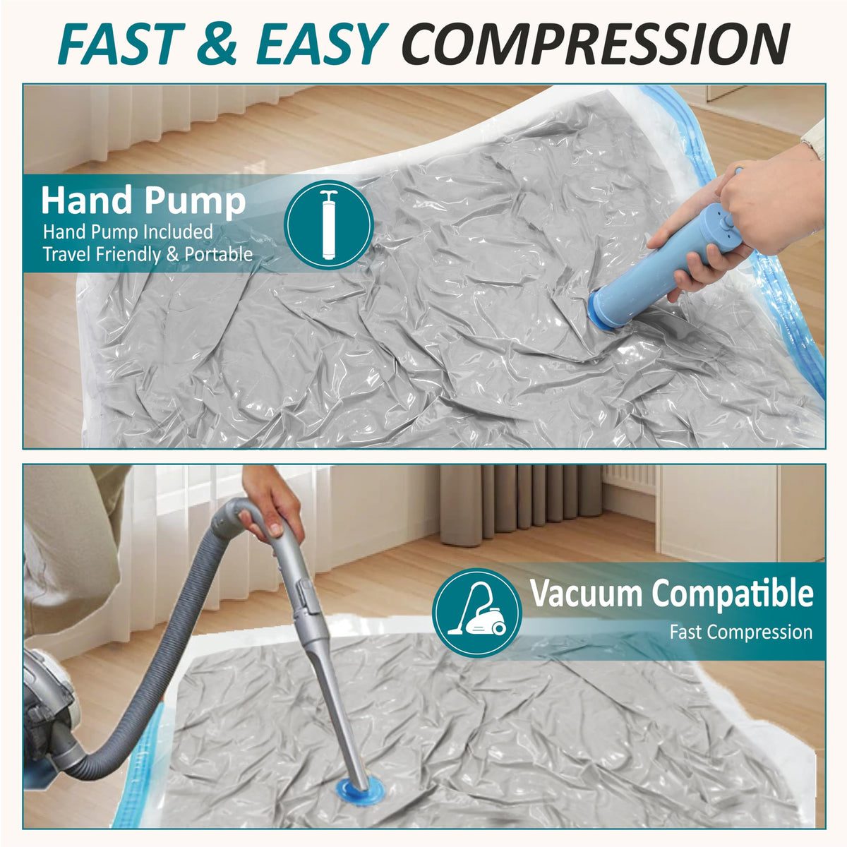 Cozy Essential Vacuum Storage Bags, 80% Compression Vacuum Seal Space Saver Plastic Packaging Bags for Clothes, Blankets, Pillow, Bedding, Comforters, Sealer Clothing Storage,30 Combo
