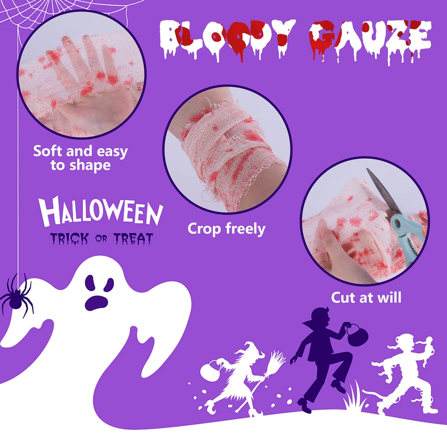 Watayo 82 ft Halloween Creepy Blood Cloth-Scary Creepy Cloth with Bloody Prints-Spooky Fabric Blood Strip Drape for Halloween Doorway Curtain Costume Decor