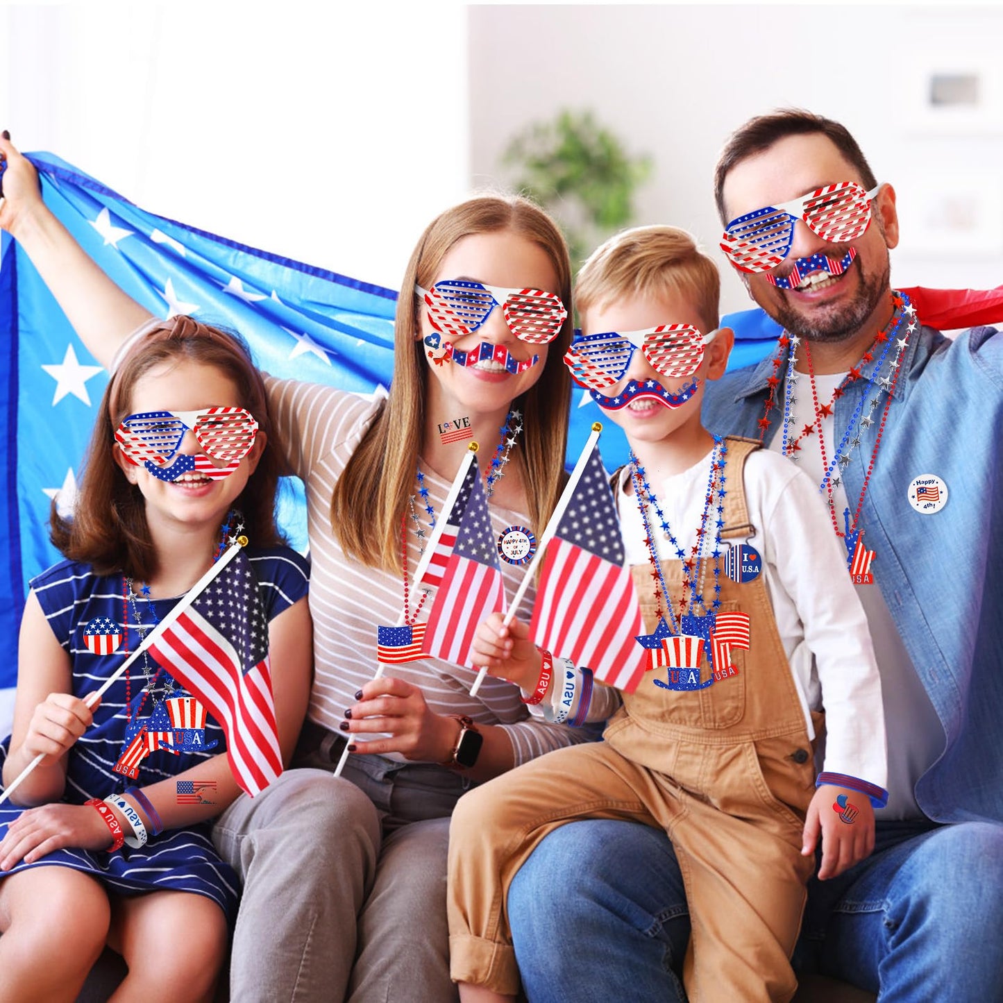 Garma 4th of July Accessories Party Supplies 156Pcs Patriotic Party Favors Decorations Set for Independence Day Memorial Day Patriotic Parade Classroom Rewards for Kids