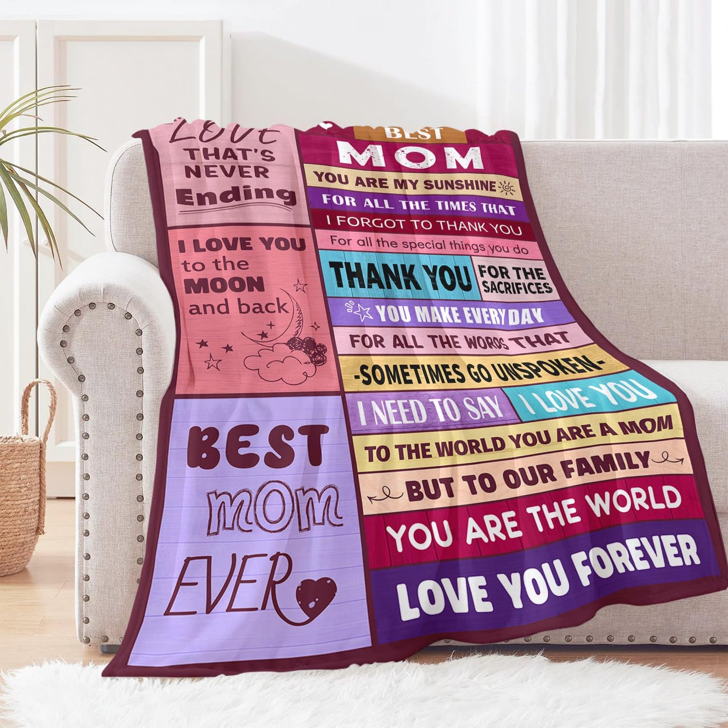Sruemiul Mothers Day Blanket Gifts for Mom from Daughter & Son - Best Mom Ever Gifts - Presents for Moms - Mothers Day Birthday Gift Ideas for Moms - Gift for Mother - to My Mom's Blanket 50"x60"