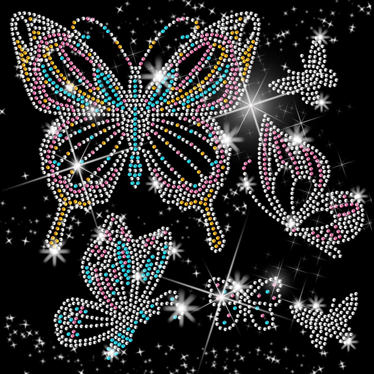 6 Pcs Butterfly Patterns Rhinestone Iron on Hotfix Transfer Decal Bling DIY Patch Clothing Repair Applique T-Shirt Vest Shoes Hat Jacket Decor Clothing DIY Accessories