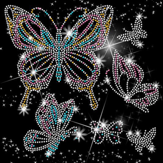 6 Pcs Butterfly Patterns Rhinestone Iron on Hotfix Transfer Decal Bling DIY Patch Clothing Repair Applique T-Shirt Vest Shoes Hat Jacket Decor Clothing DIY Accessories