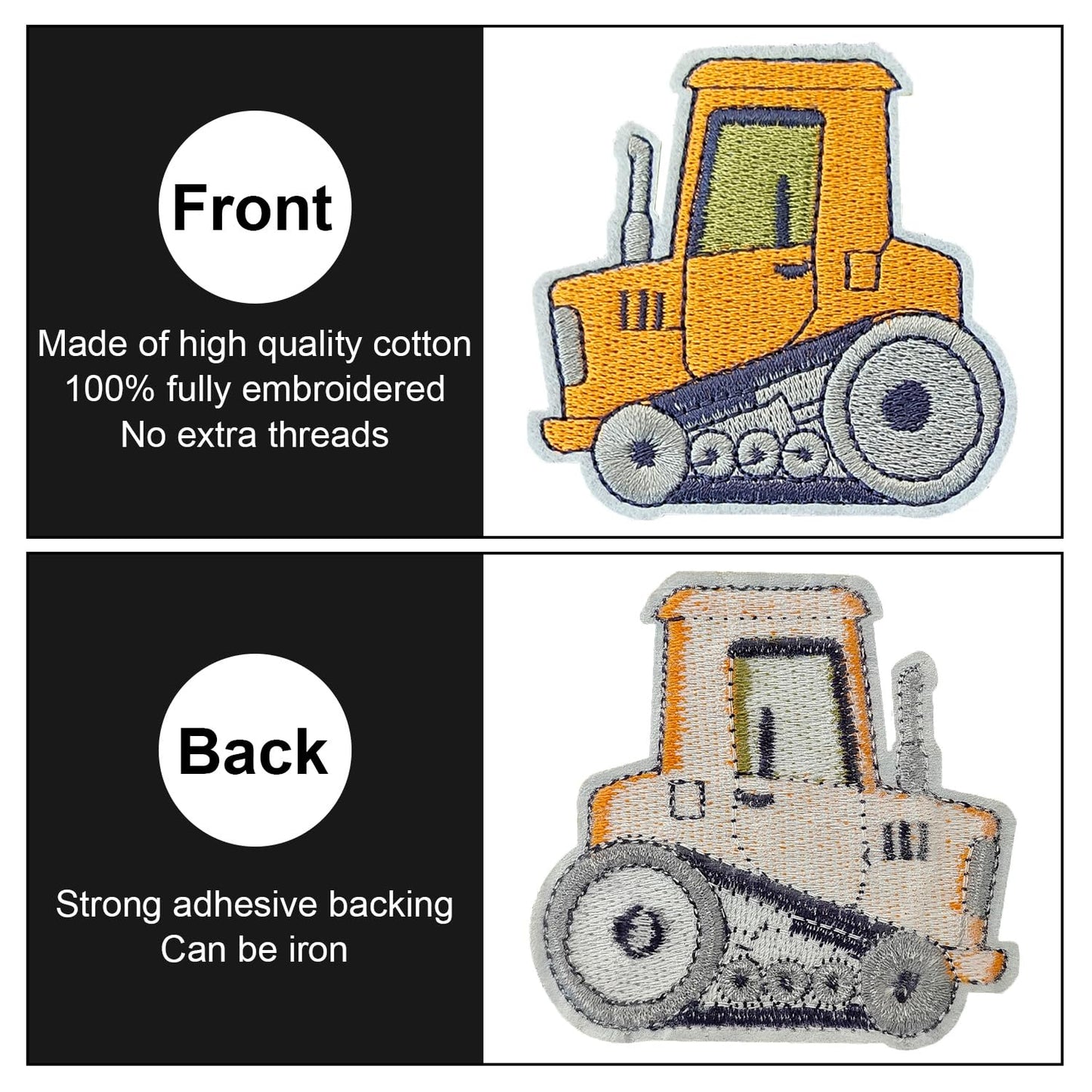 Construction Vehicles Patches, Embroidered Iron On/Sew On Excavators Patches, Boys Kids Applique Patches for Clothing, Jackets, Hats, Backpacks, Jeans