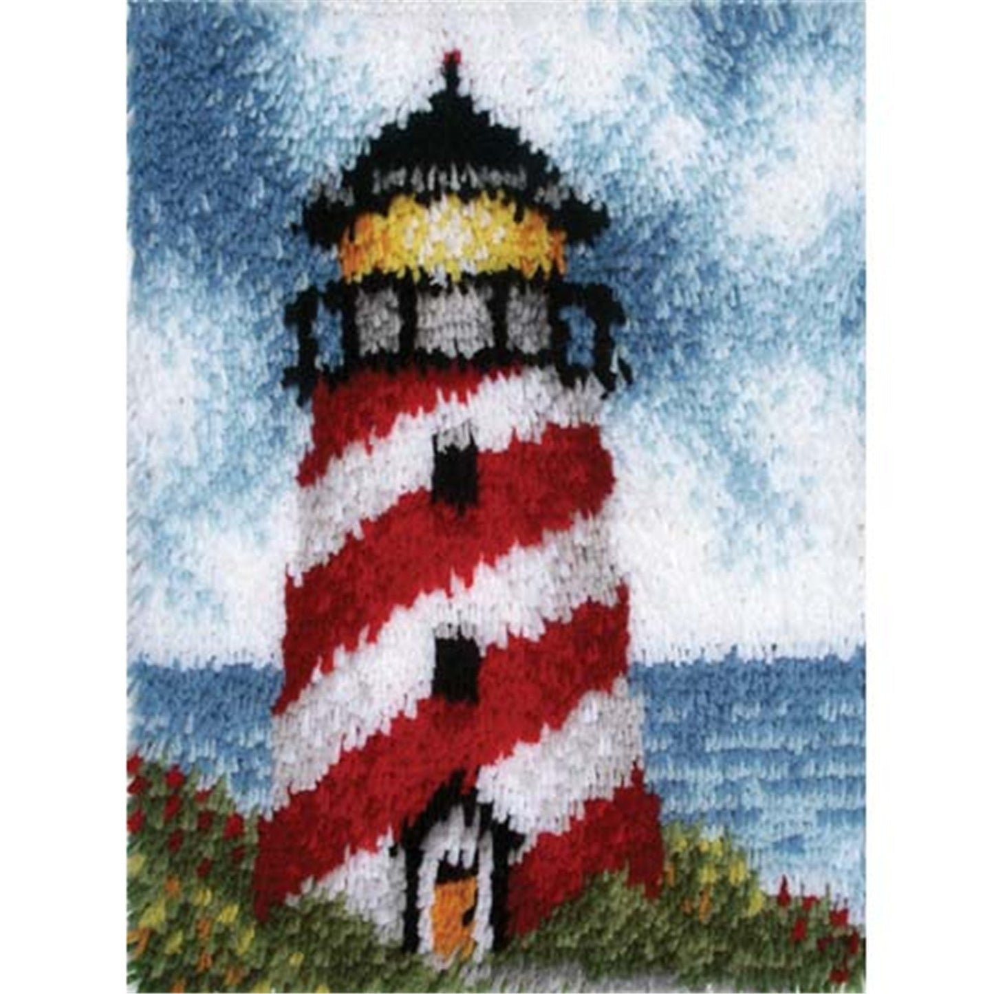 21" X 15" Lighthouse Latch Hook Kits for Adults Kids Rug Pillow Cover with Printed Canvas Pattern Crochet Kit for Beginners