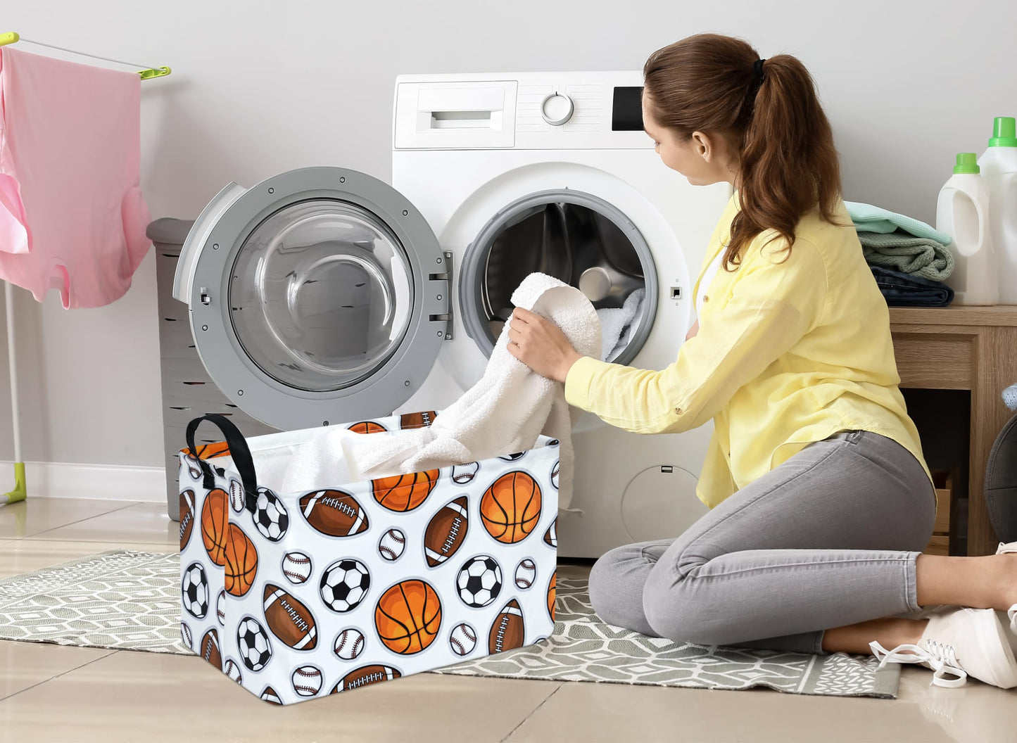 Rectangle Boys and Girls Storage Basket Storage Bin Baby Laundry Basket Laundry Hamper Storage Basket Fabric Organization Basket Toy Box Nursery Hamper for Clothes Toys Gift Basket With Handle