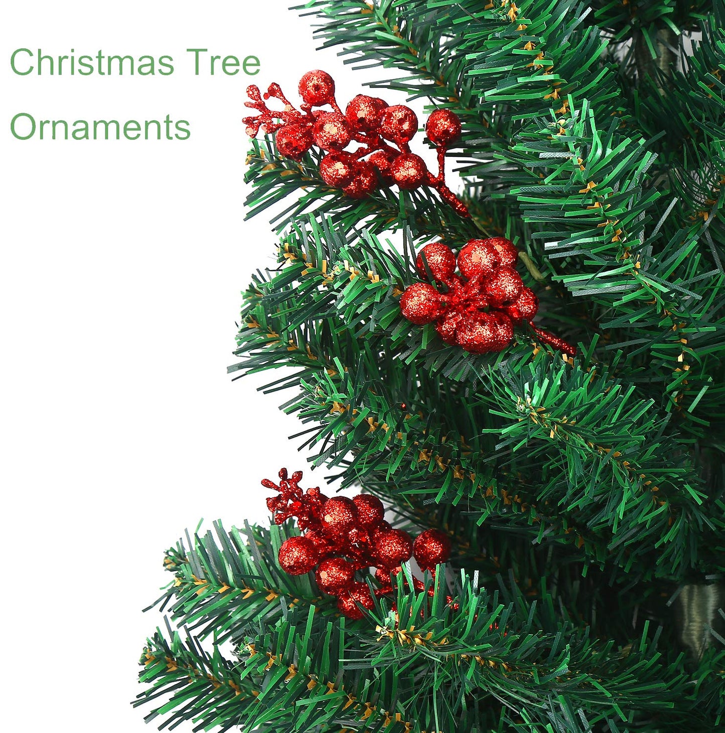 DIYASY Artificial Red Berry Stems,20 Pcs 7.8 Inch Glitter Christmas Tree Picks for Christmas Tree Ornaments,DIY Xmas Wreath, Holiday and Home Decoration