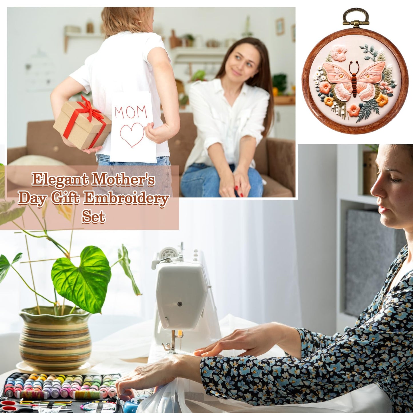 15 Pcs 6 Inch Round Embroidery Hoops Frame Circle Rubber Hoops Ring Display Cross Stitch Ornament Imitated Wood Frame Kits for Christmas Halloween Craft Sewing DIY Hanging Gifts