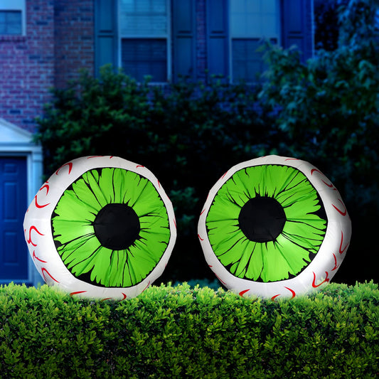 2 Packs Halloween Inflatables Large Set of Eyes Decoration Blow Ups Green Eyes for Yard 3 Ft Inflatable Halloween Decor Outdoor with LEDs Party Supplies Blow up Decoration for Indoor, Outdoor