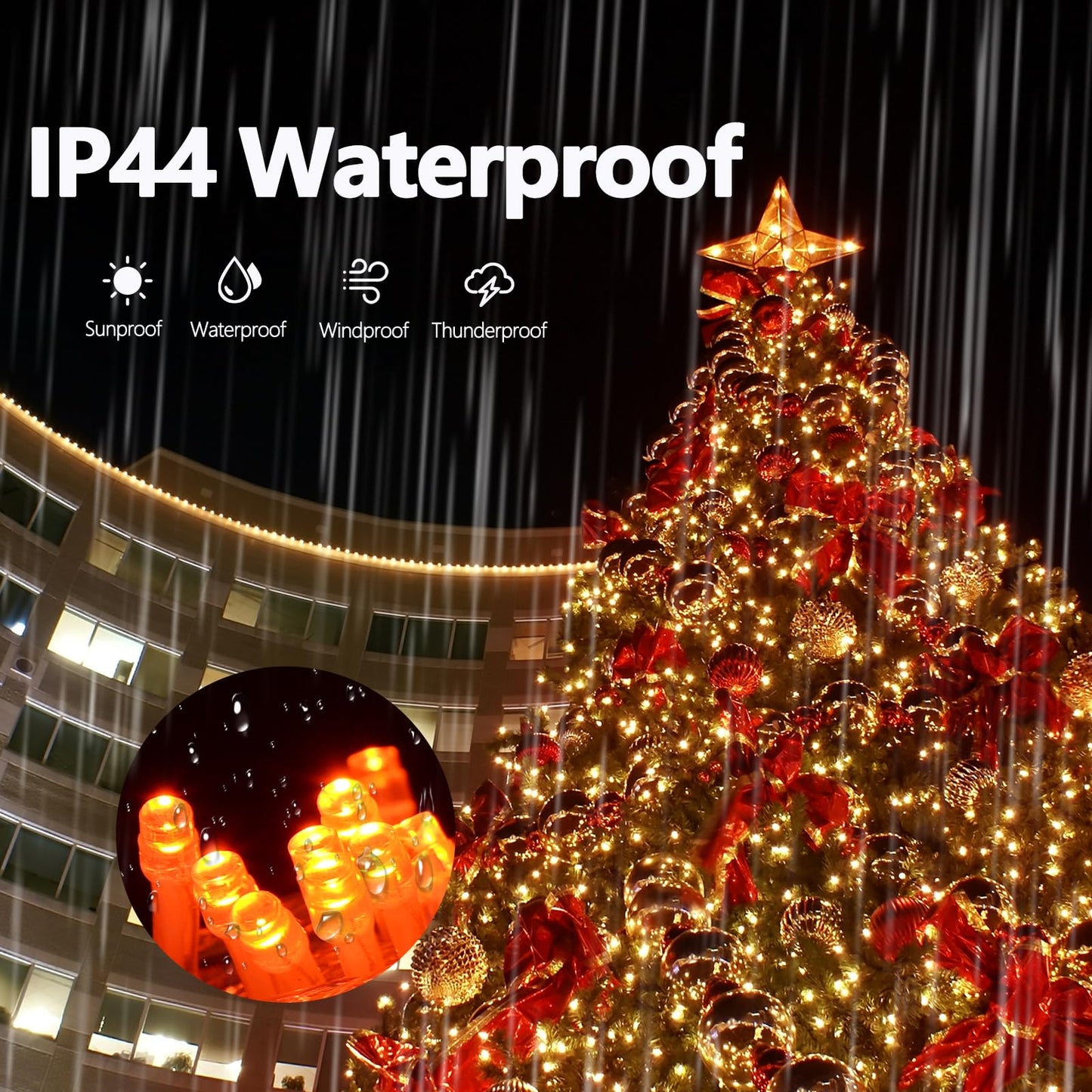 ILLUMINEW 300 Led Orange Outdoor String Lights Waterproof Halloween Decorations, 108 Ft Thanksgiving Decor Lights 8 Modes Plug in Fairy Lights for Bedroom Yard Wedding Room Decor