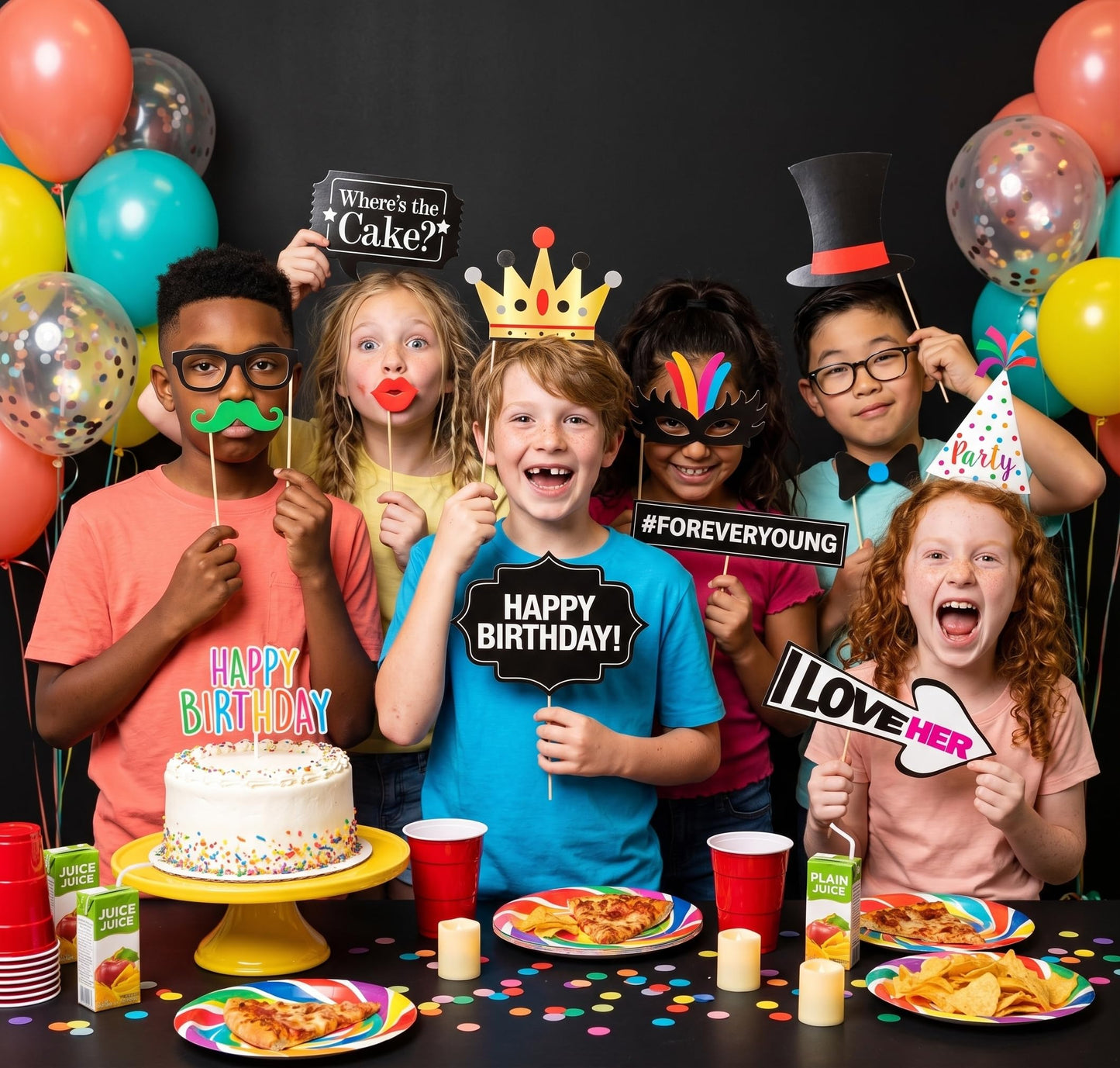 Funny Birthday Photo Booth Props - 47 Pieces - Funny Birthday Party Supplies for Him or Her - Photo Booth Decorations, Favors and Gifts