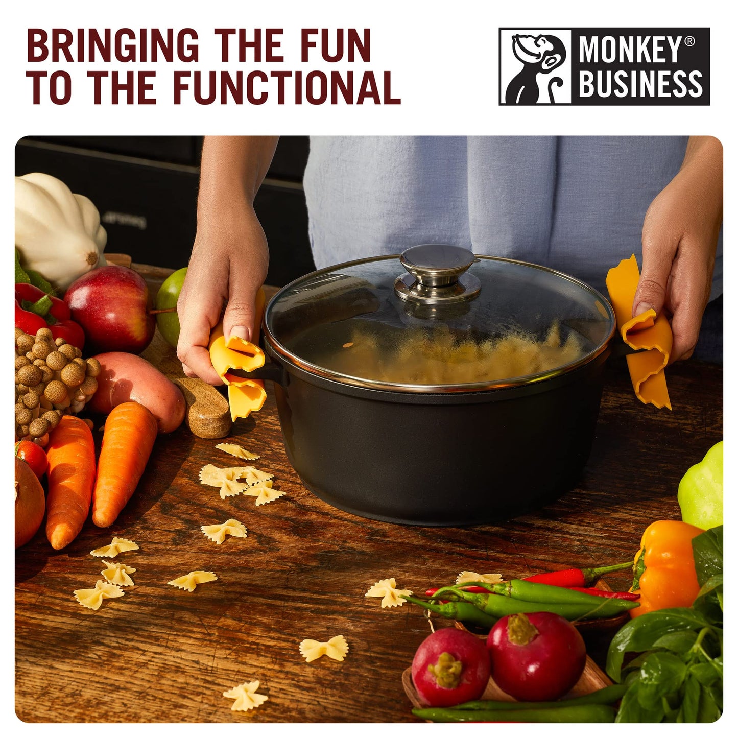 Monkey Business Farfalloni-Shaped Pot Holders – Mini Silicone Pinch Mitts | Fun Silicone Pot Gripper & Kitchen Gadget | Quirky Pasta-Inspired Kitchen Gadgets Collection