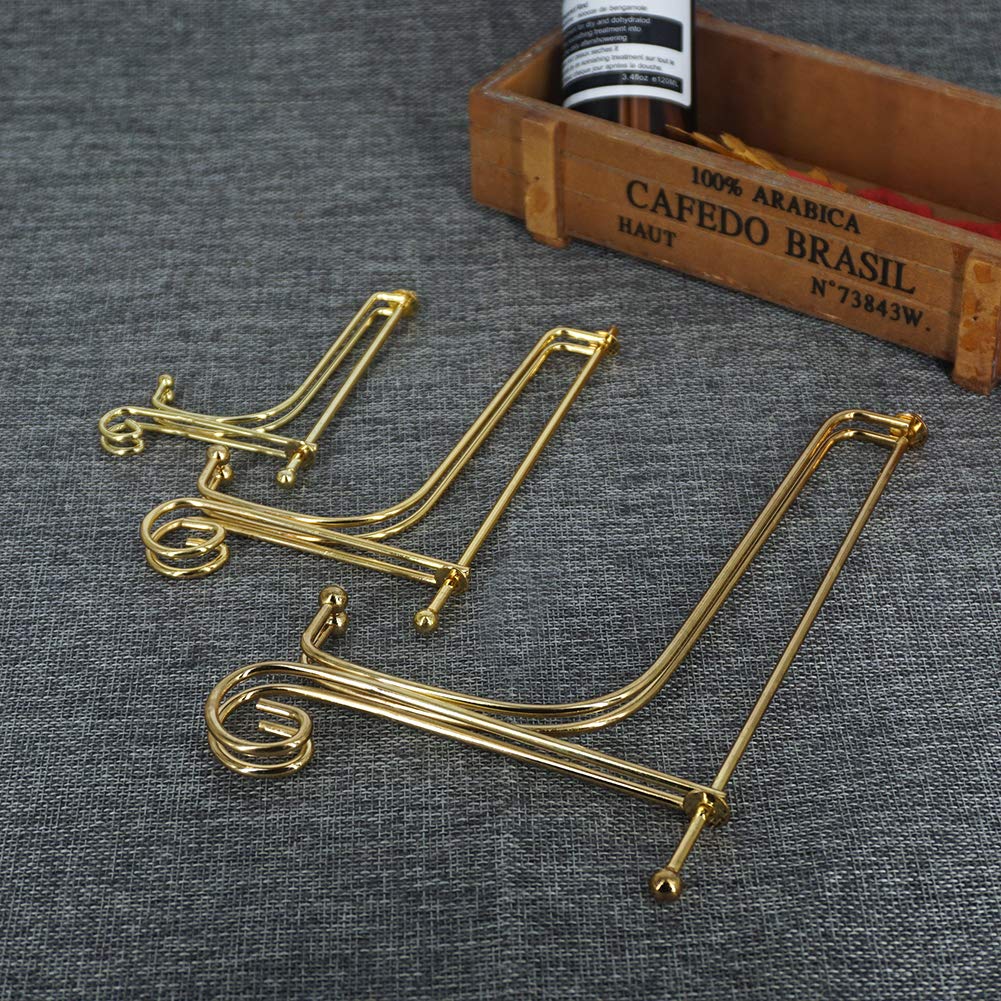6 Pack Iron Display Stand,Gold Iron Easel Plate Holder Stand for Displaying Pictures, Plates, Books and Arts (4, 6, 8 inch)