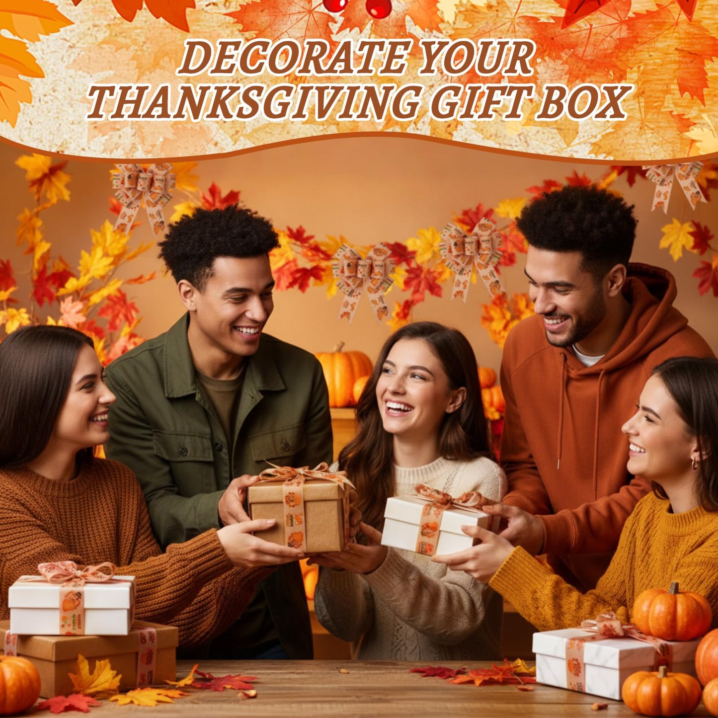 Chuangdi Turkey Print Ribbon 1.5 Inch 20 Yards Grosgrain Fall Ribbon Craft for Thanksgiving Party Decor Hair Bows Headbands Making and Craft Wrapping