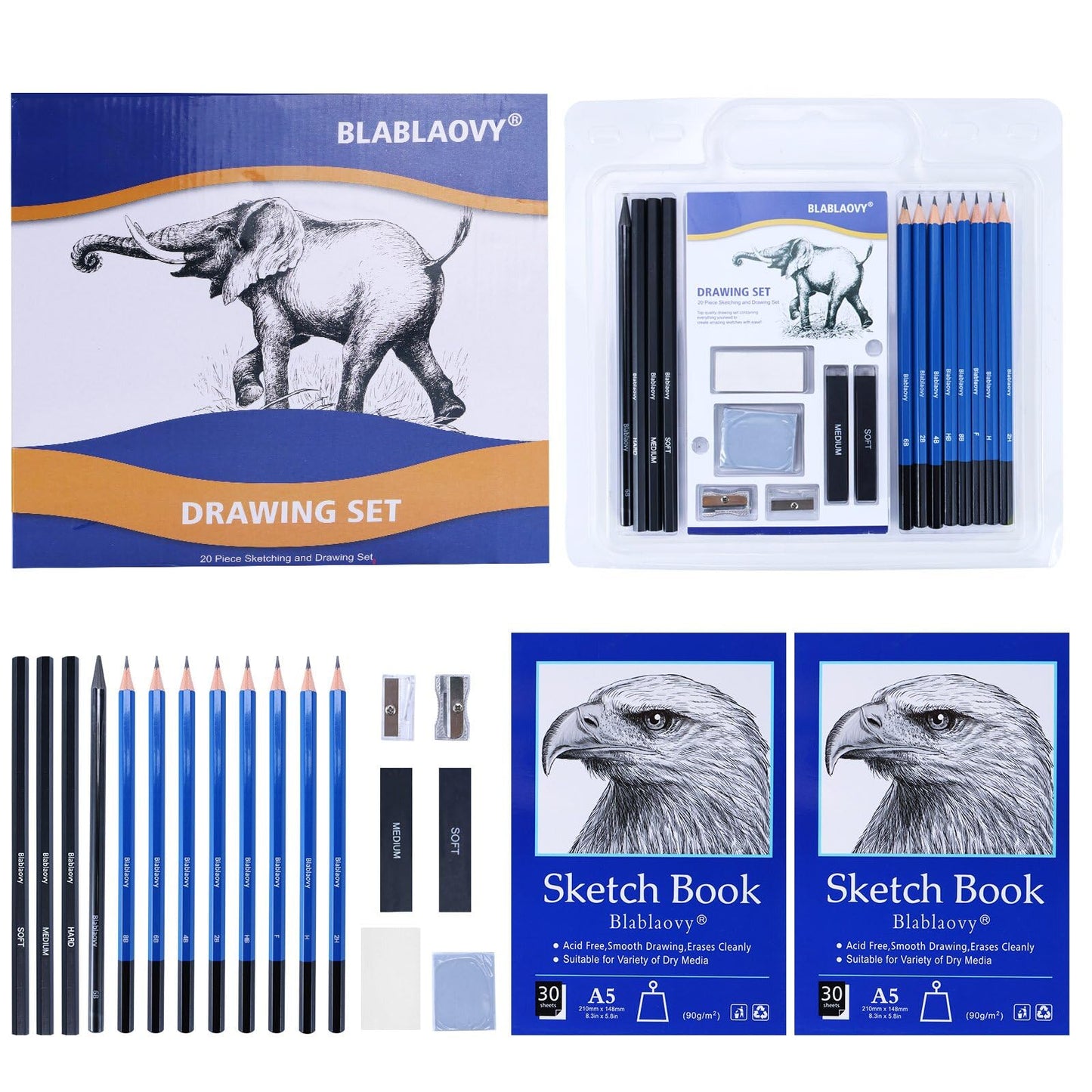 Art Supplies Drawing Pencils, Drawing Kit with 2 Sketch Book, Sketching Pencils, Graphite Pencils, Charcoal Pencils, Art Kit for Artists Adults Teens Beginner Kid, Drawing Pencils for Sketching