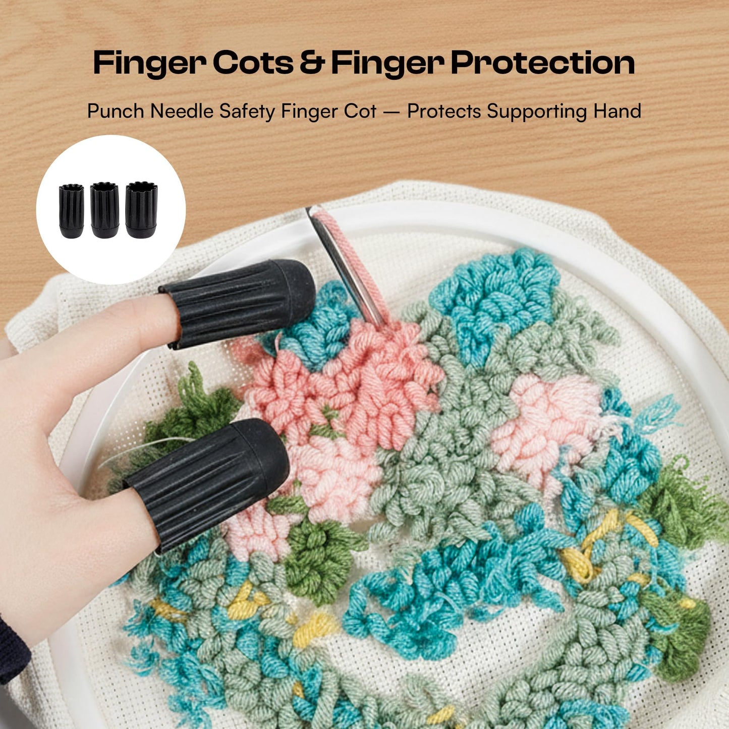 36PCS Punch Needle Kit for DIY Embroidery - Punch Needle with Finger Cots, Wooden Handles, Storage Bag, Ideal for Punch Needle Kits Adults Beginner