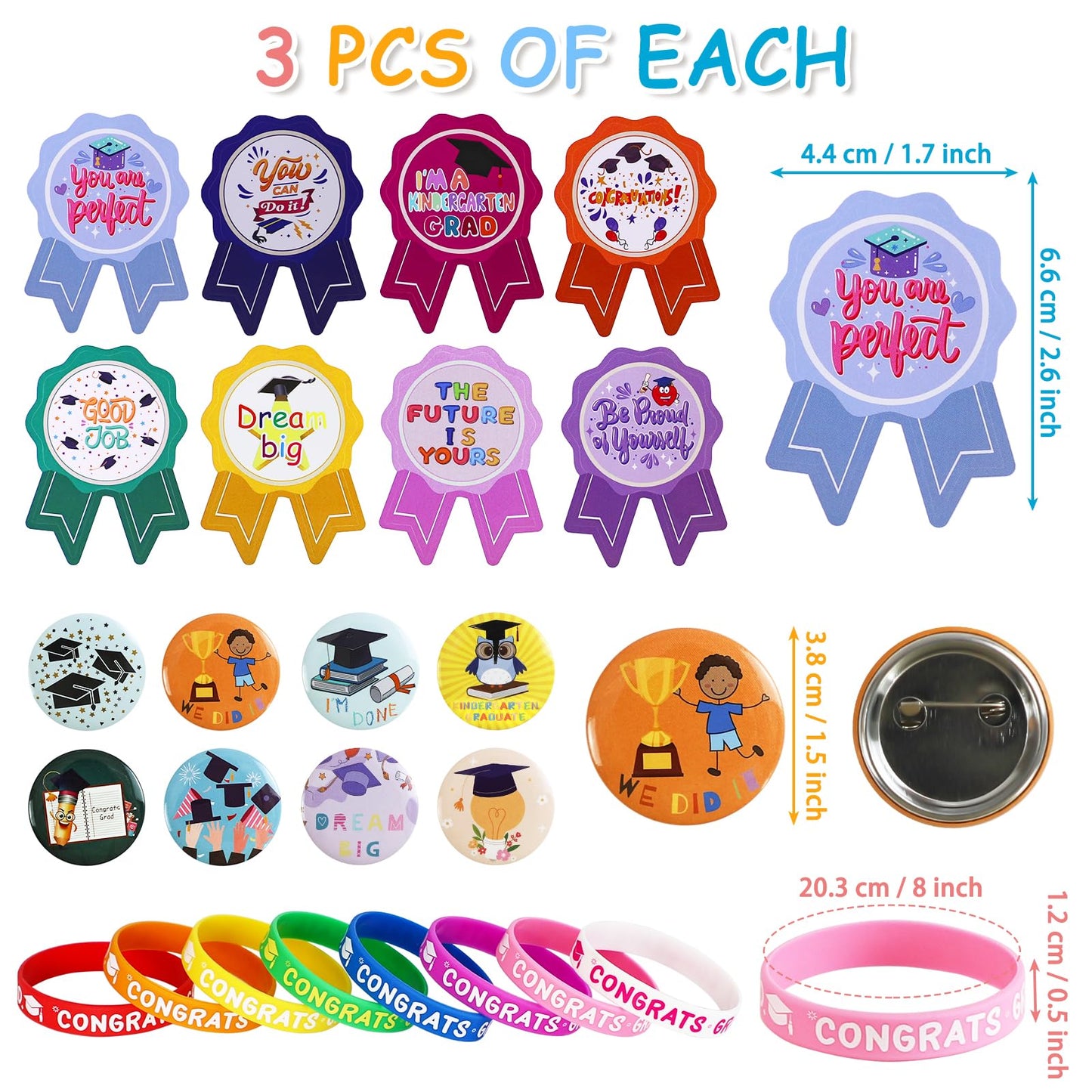 fethwoin 120Pcs Kindergarten Graduation Gifts for Boys and Girls, Congrats Grad Kinder Graduation Gifts 2026, Kids Grad Wristbands Pins Presents for Pre k Graduation Party Decorations Favors