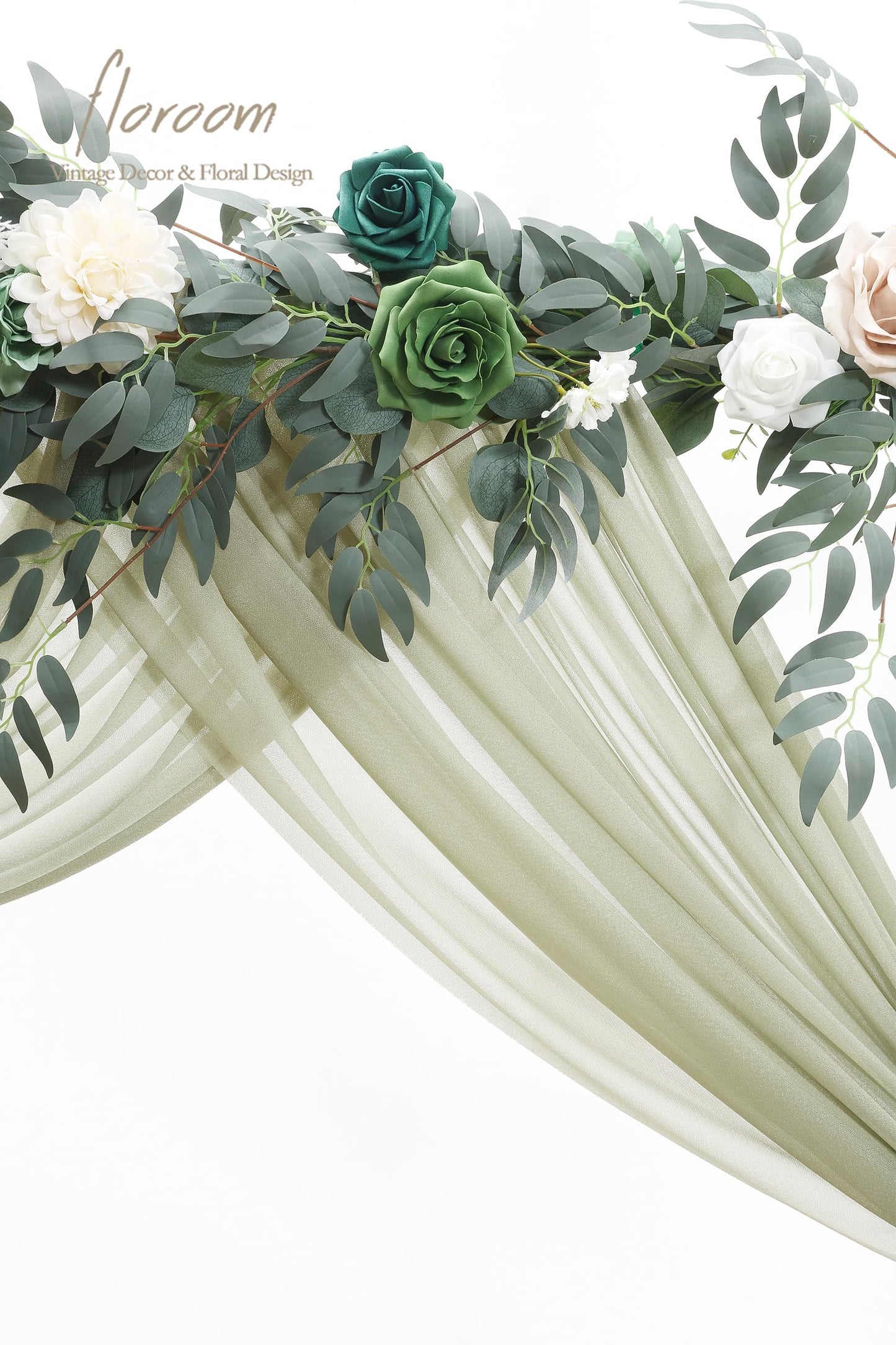 Wedding Arch Draping Fabric 2 Panels 20Ft Sage Green Chiffon Fabric Drapes Arbor Drapery Wedding Ceremony Reception Swag Decorations