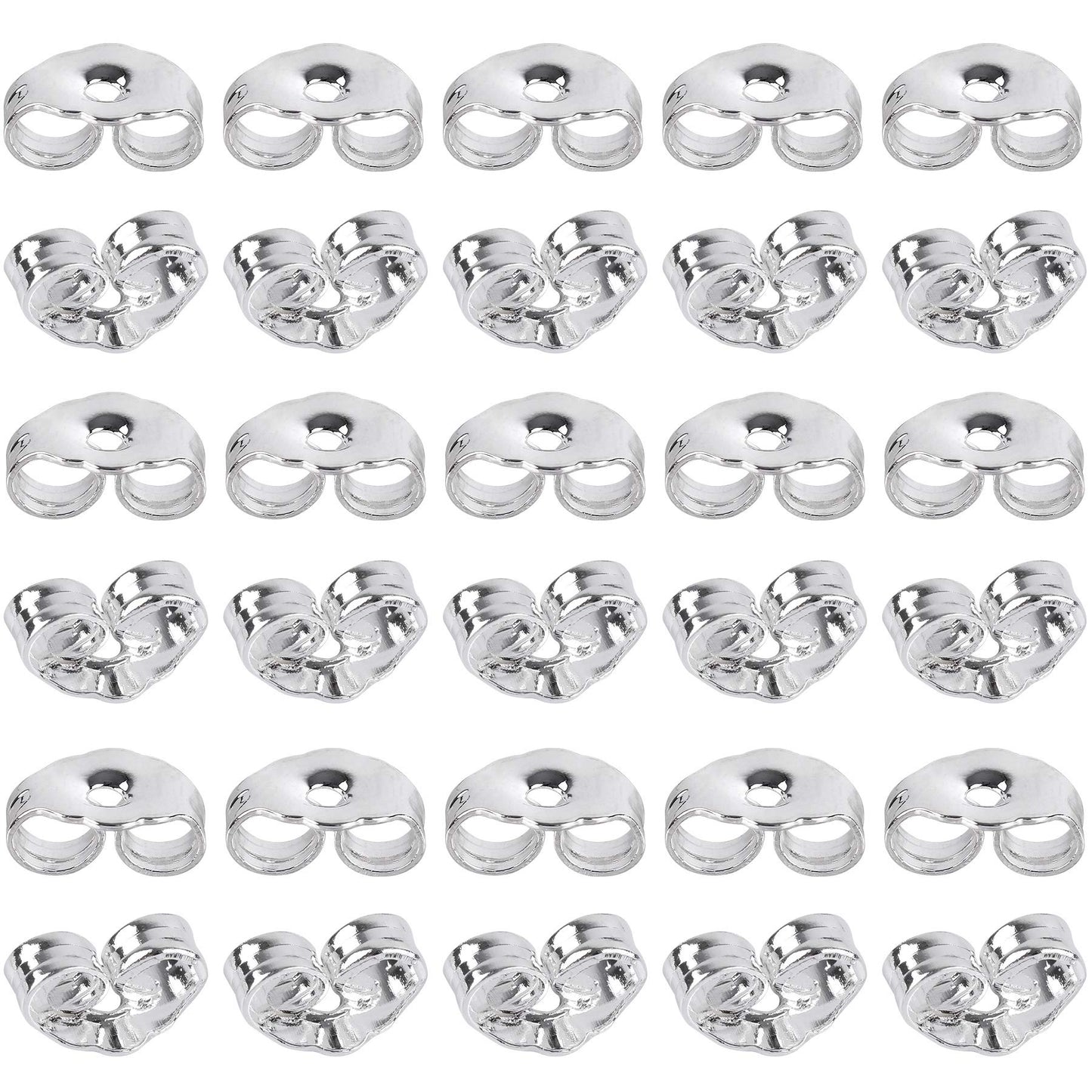 SANNIX 30pcs/15 Pairs 925 Sterling Silver Earring Backs Replacement Secure Ear Lockings