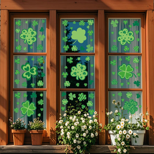 St Patricks Day Window Clings Decorations, Saint Patrick's Day Shamrock Decor, Sticker Decal for Holiday Home Party, 8 Sheets 126 PCS