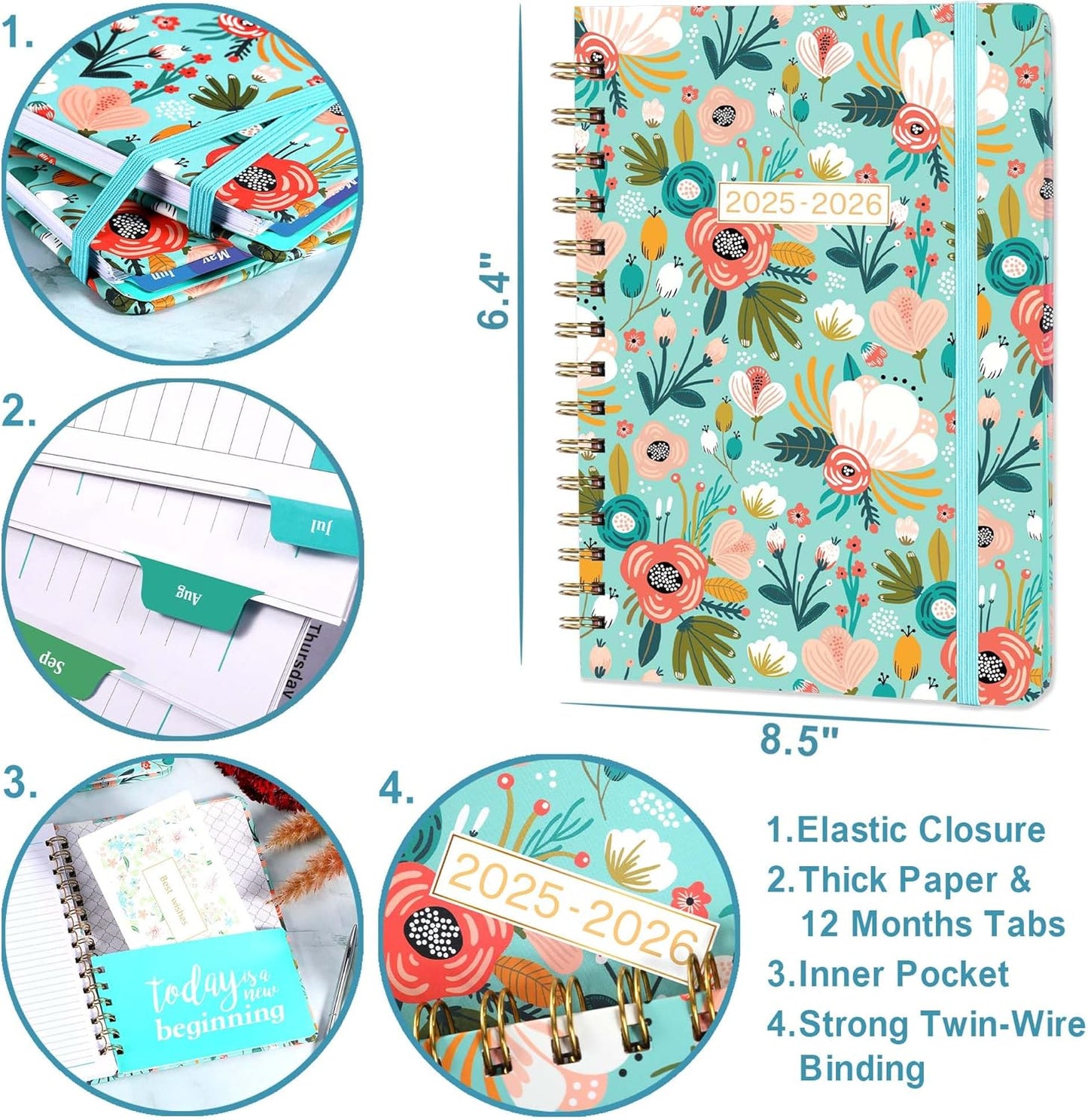 2025-2026 Planner - 2025-2026 Academic Planner form July 2025 to June 2026, Calendar Planners with Inner Pocket, Premium Paper, 6.4‘’ x 8.3'''