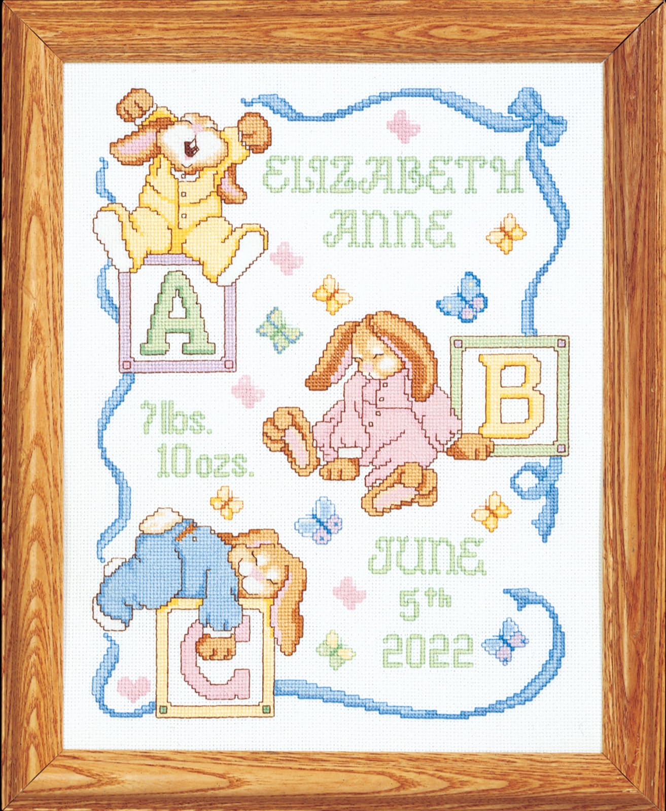 Sleepy Bunnies Sampler Counted Cross Stitch Kit, 13" x 18", Multi-Colored, 14 Count
