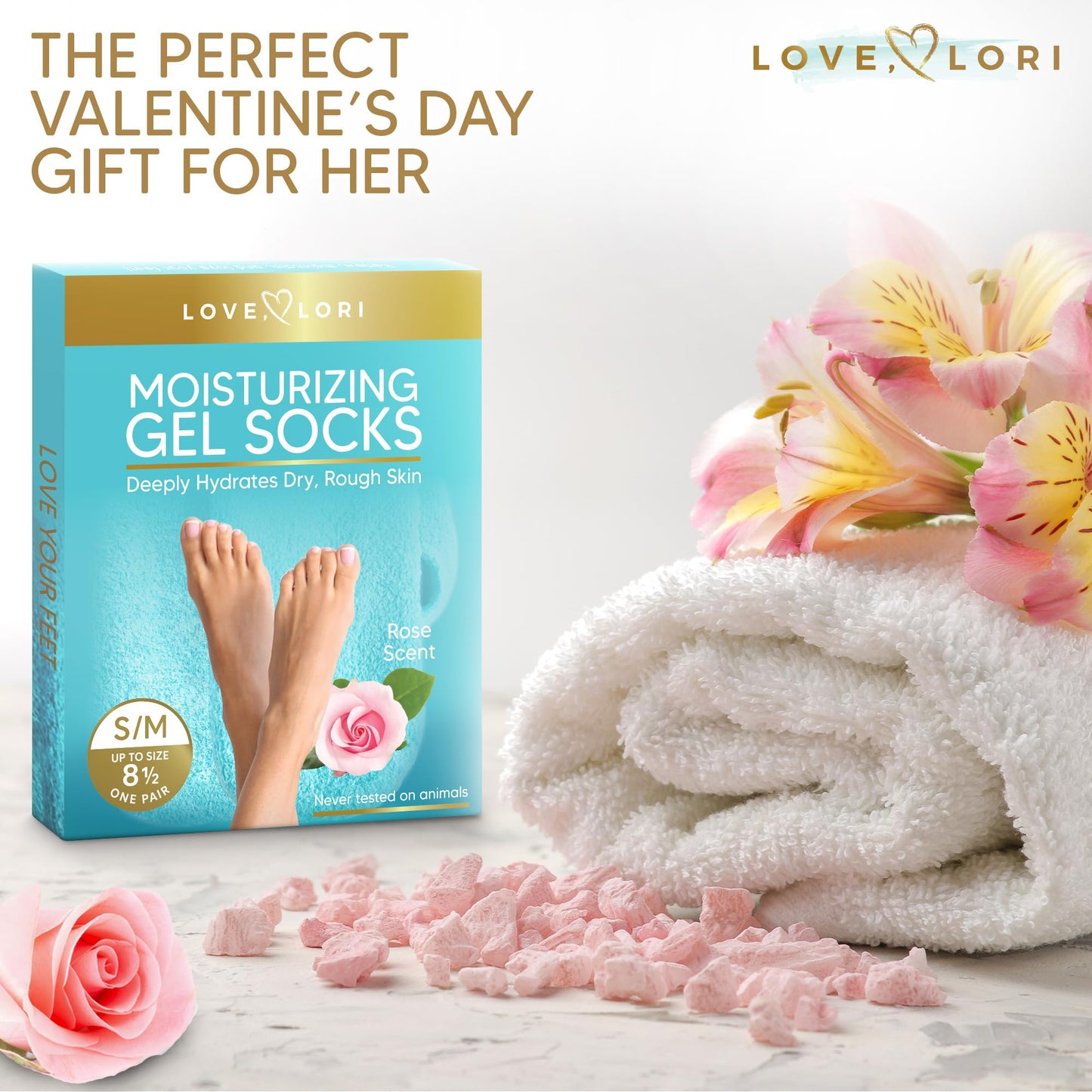 Socks (Up to Size 8.5) Gel Silicone Aloe Socks Spa Gifts Galentines Day Gifts - Infused with Vitamin E & JoJoba Oil - Self Care for Women