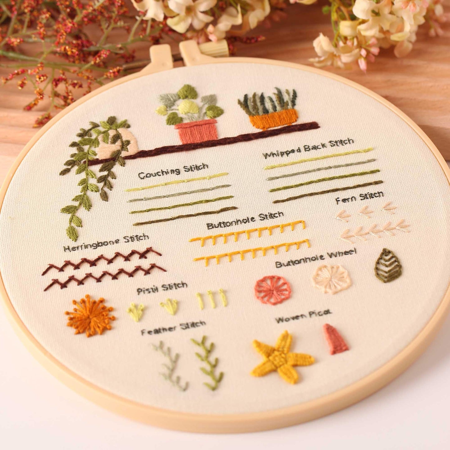 4P Beginner Embroidery Kit,Natural Landscape Pattern,Cross Stitch Kits, Including Stamped Embroidery Cloth with 2 Embroidery Hoops, Multicolor Color Threads for Embroidery Kits
