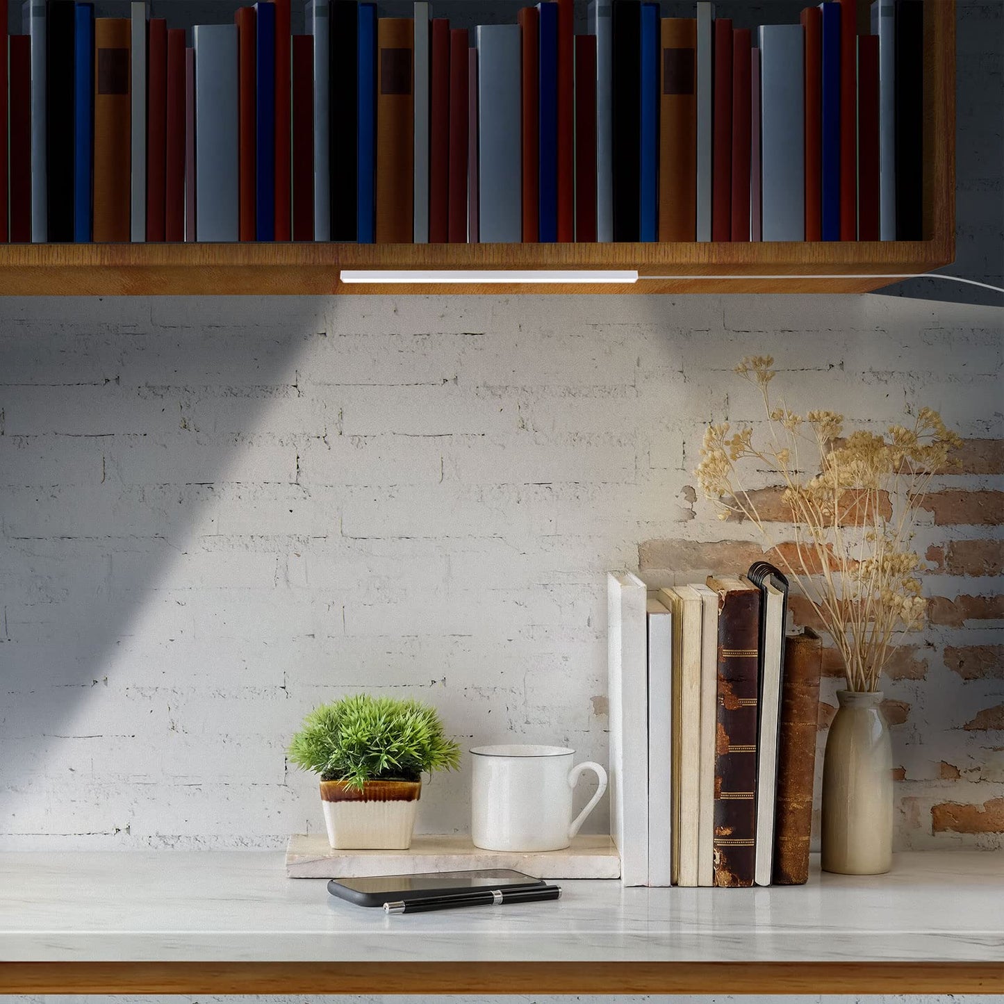 DWEPTU 2Pack LED Under Cabinet Lighting Dimmable Under Cabinet Lights with USB Powered for Closet Light Bar Under Counter Lighting Work Tables Student Dormitory (Include AC Plug)…