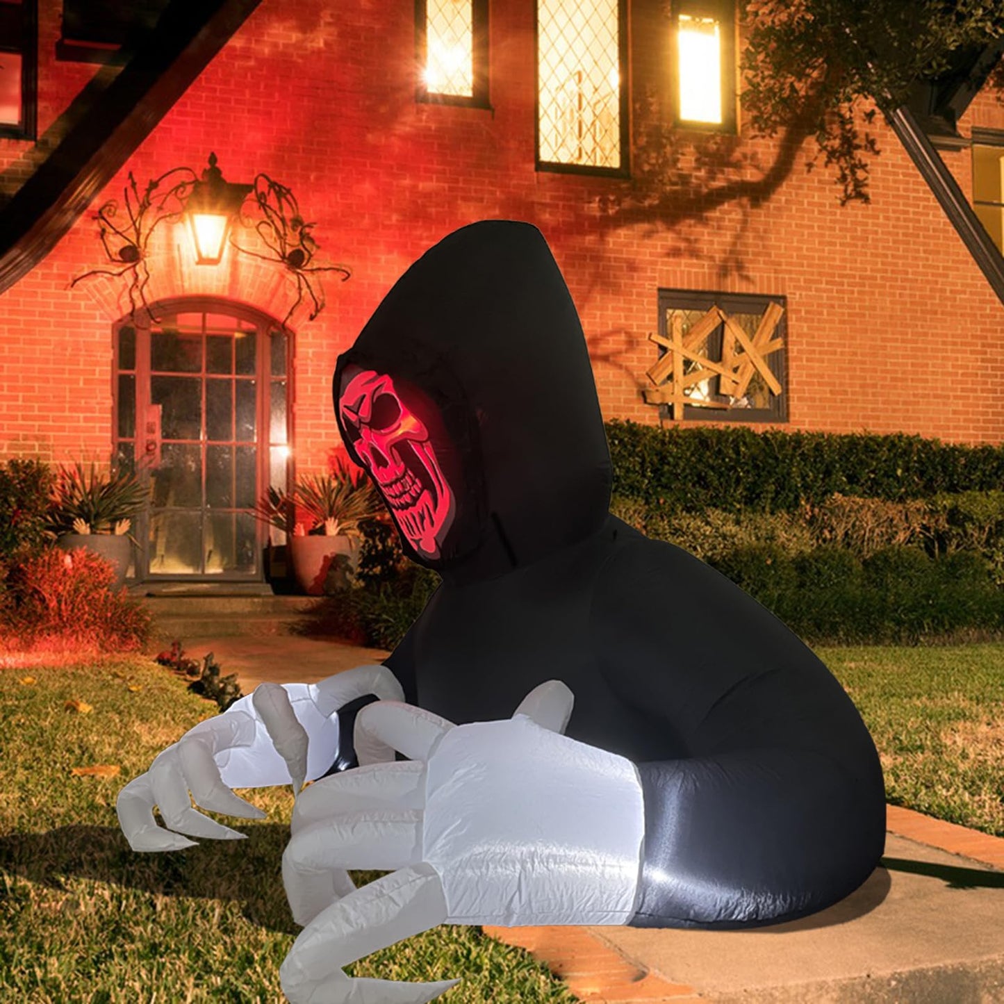 8FT Width Inflatables Grim Reaper Outdoor Halloween Decoration Blow Up for Yard Decorations, Garden, Lawn Black