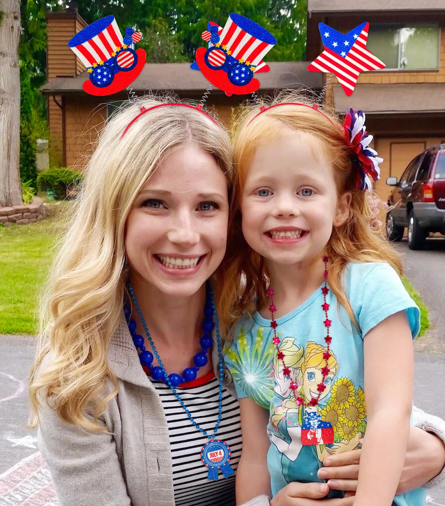 Moon Boat 12PCS Patriotic Head Boppers Headband - Star Uncle Sam Hat Balloons- Fourth 4th of July Party Accessories Favors Decorations