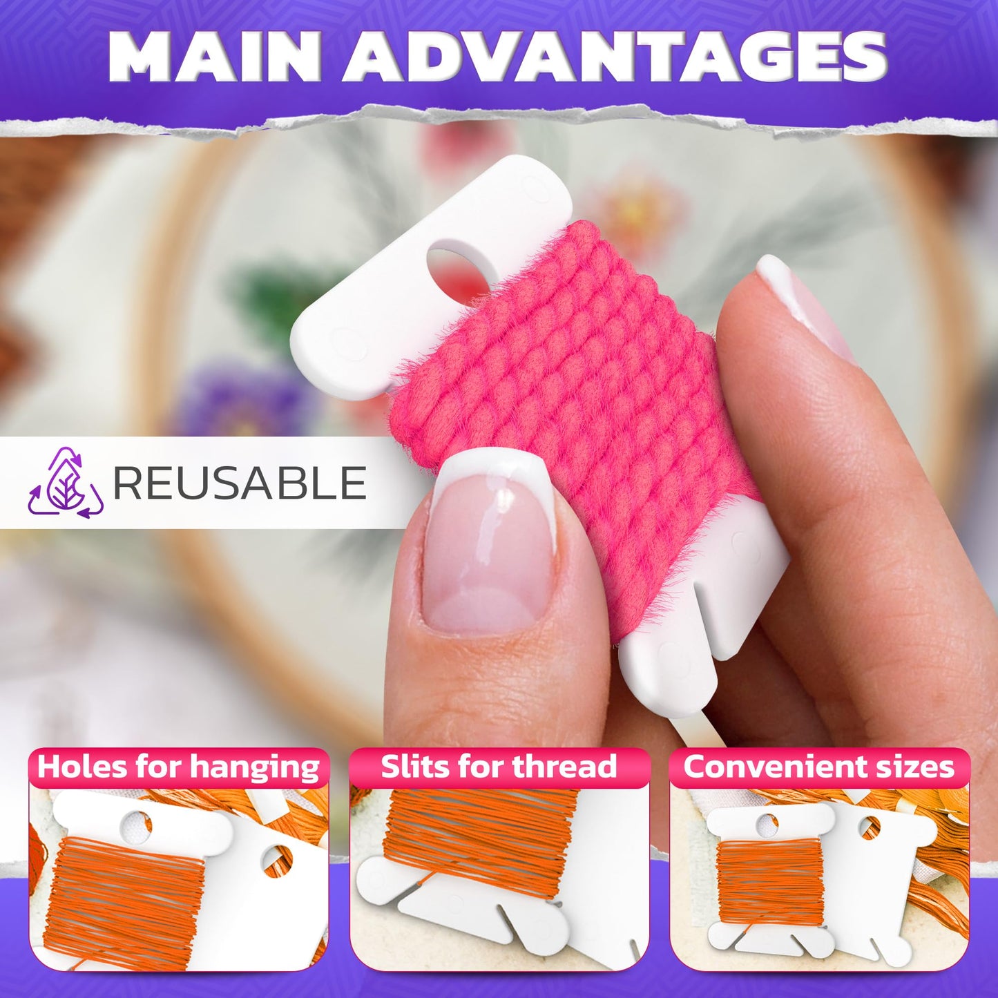 360 PCS Plastic Bobbins for Embroidery Floss | White Embroidery Floss Organizer, Embroidery Thread Organizer for Cross Stitch Organizer | Cotton Embroidery Floss Bobbins Storage for DIY Sewing Craft