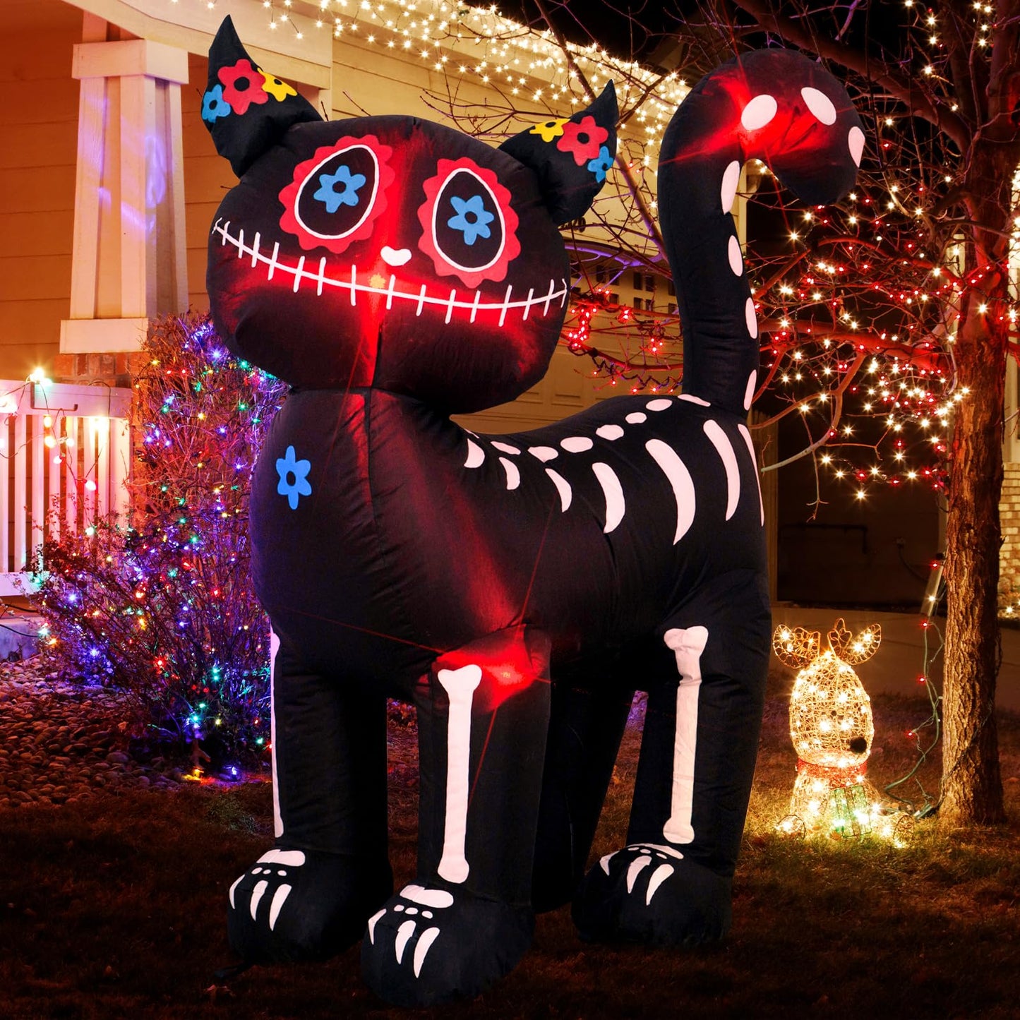 VENLOIS 4 Feet Tall Halloween Inflatable Black Cat LED Lights Decor Outdoor Indoor Holiday Decorations,Blow up Lighted Yard Decor, Giant Lawn Inflatable Home Garden Party Decoration