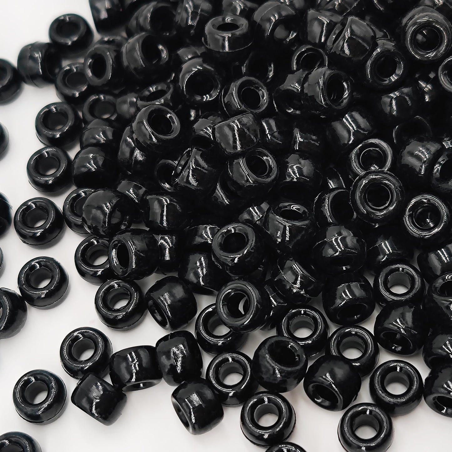MIIIM 1200PCS 6x9mm Black Pony Beads Bulk, Kandi Beads for Bracelets Making Kit, Hair Braids Crafts for Jewelry Making (Black)